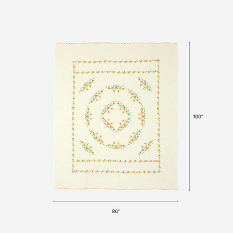 Orange Trail Embroidered Bedcover & 2 Pillow Cases