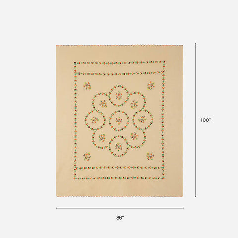 Floral Embroidered Bedcover & 2 Pillow Cases, Brown