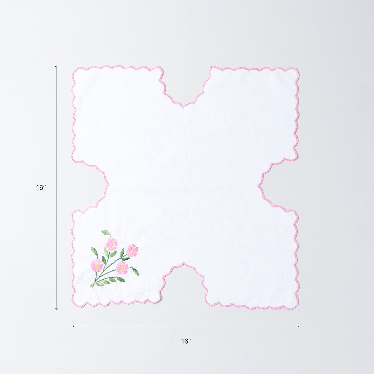 Pink Daisies Embroidered Chapati Cloth Set of 2