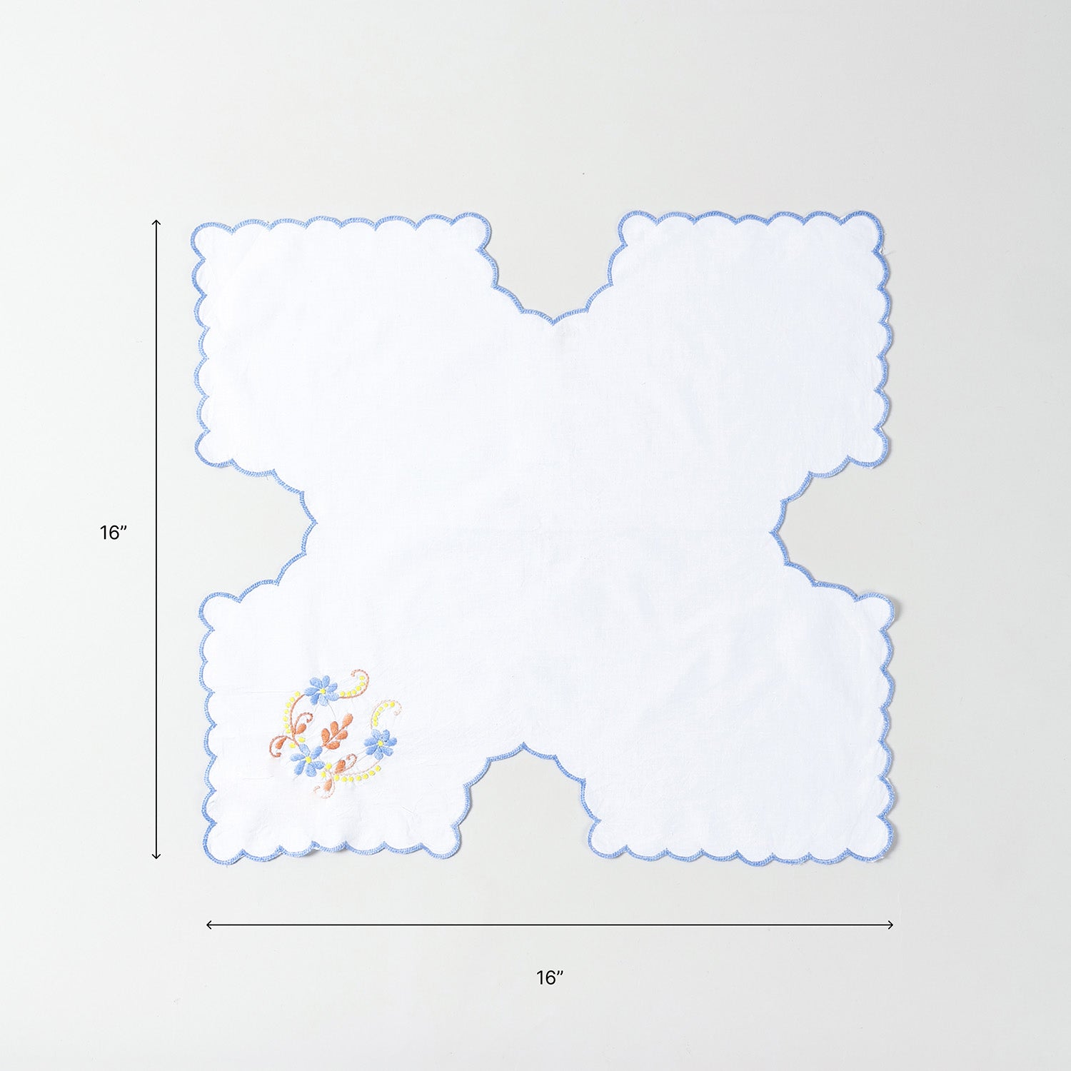 Blue Floral Trio Embroidered Cotton Food Wrapper Set of 2