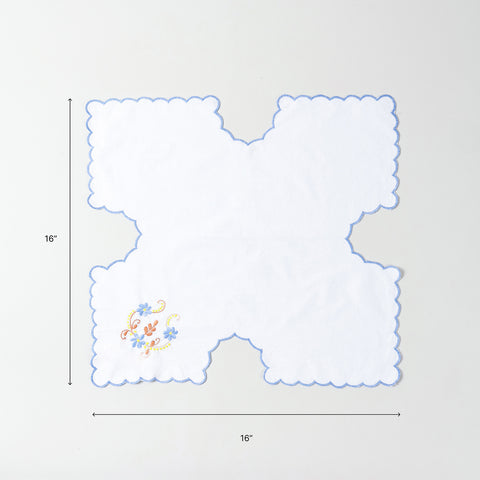 Blue Floral Trio Embroidered Cotton Food Wrapper Set of 2