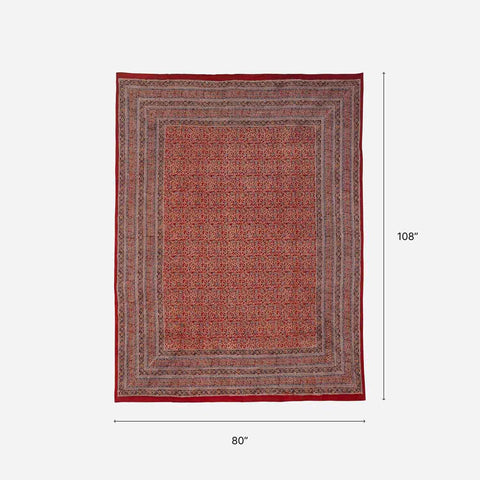 Floral Block Printed Kalamkaari Bedcover & Pillow Cases