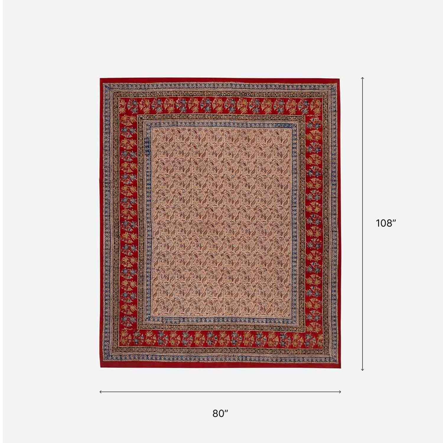 Pinwheel Block Printed Kalamkaari Bedcover & Pillow Cases