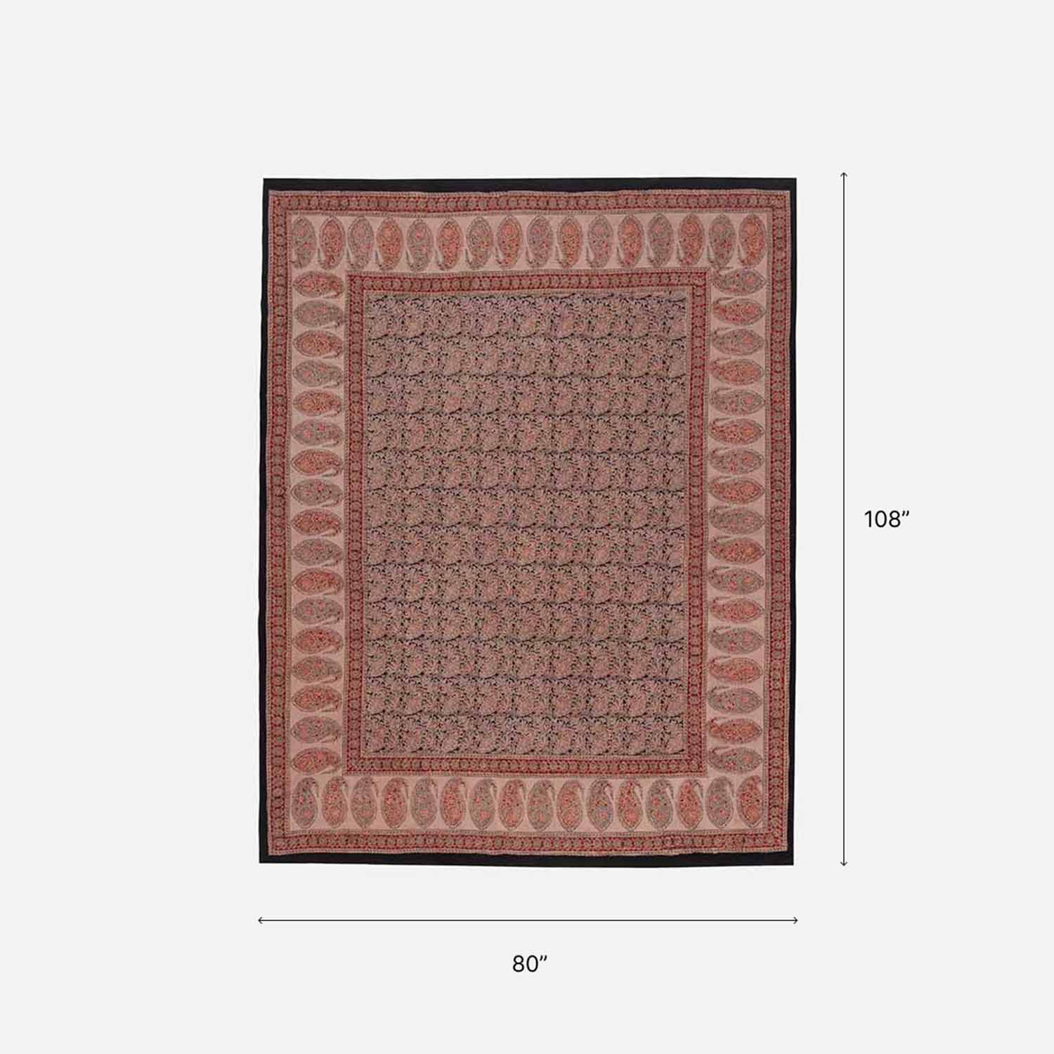 Paisley Block Printed Kalamkaari Bedcover & Pillow Cases