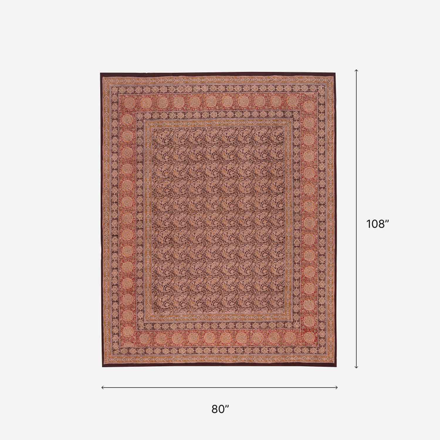 Circular Block Printed Kalamkaari Bedcover & Pillow Cases