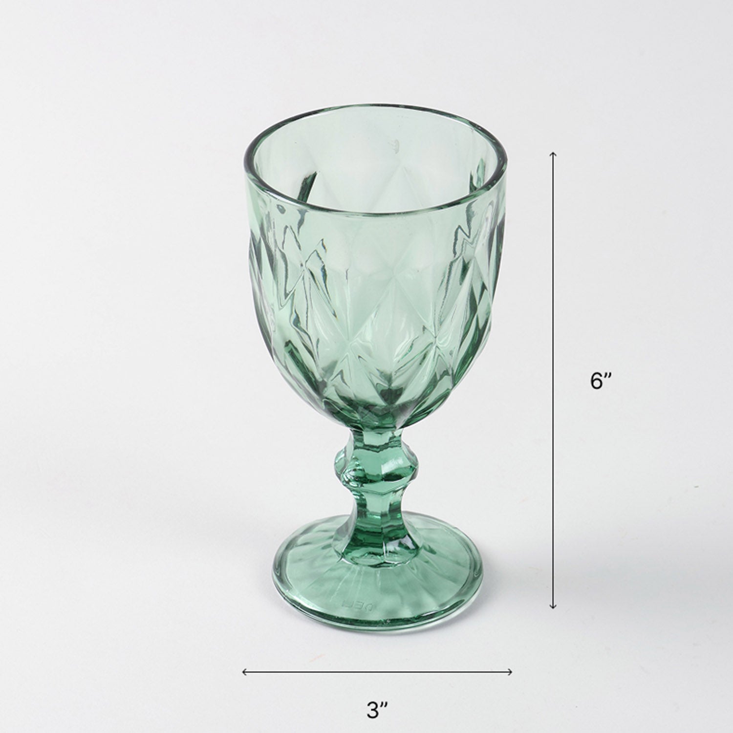 Diamond Wine Glasses Set of 2, Pink/Green