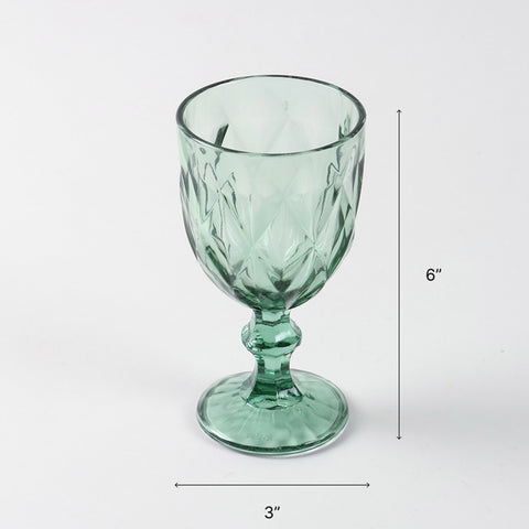 Diamond Wine Glasses Set of 2, Pink/Green