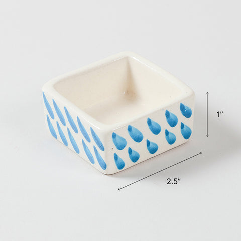 Square Ceramic Dip Bowls Set of 3 (Multi-Colour)