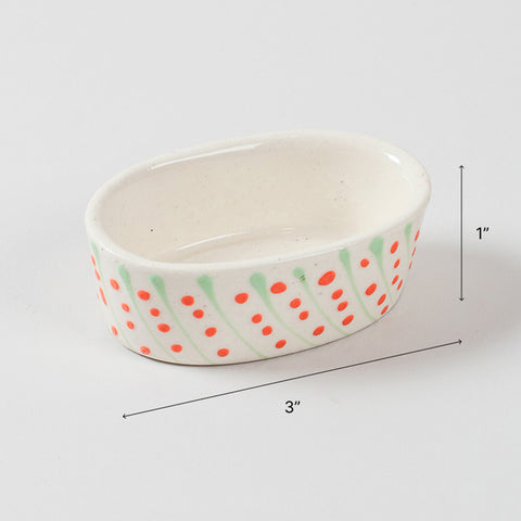 Ceramic Oval Dip Bowls Set of 3 (Multi-Colour)