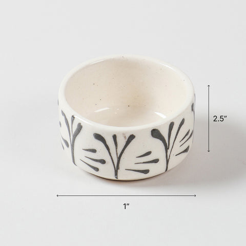 Flat Round Ceramic Dip Bowls Set of 3 (Multi-Colour)