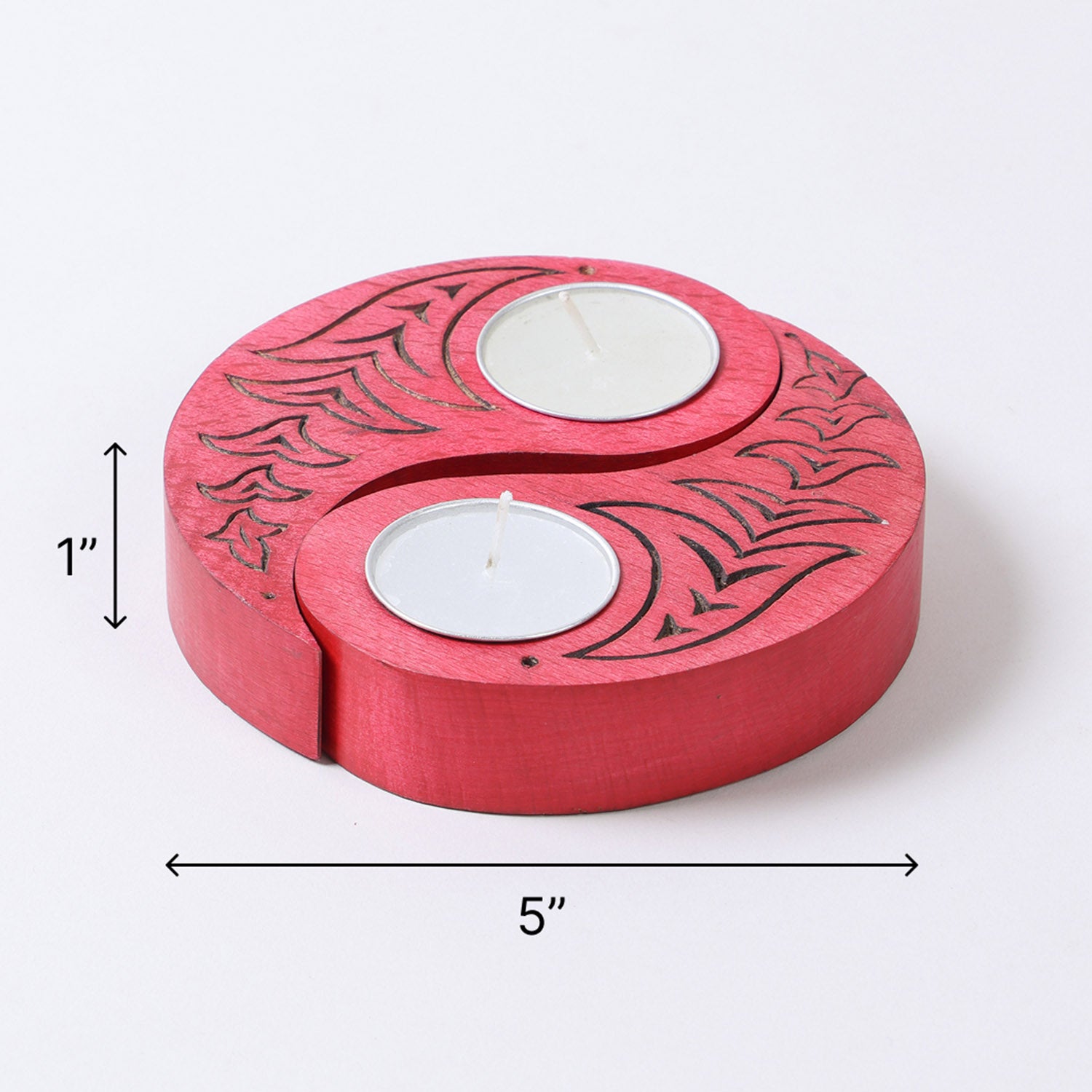 Ying Yang Bird T-Light Holders Red Set of 2