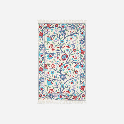 Beige Abstract Mother & Child Crewel Embroidery Rug, 2.5x4 ft