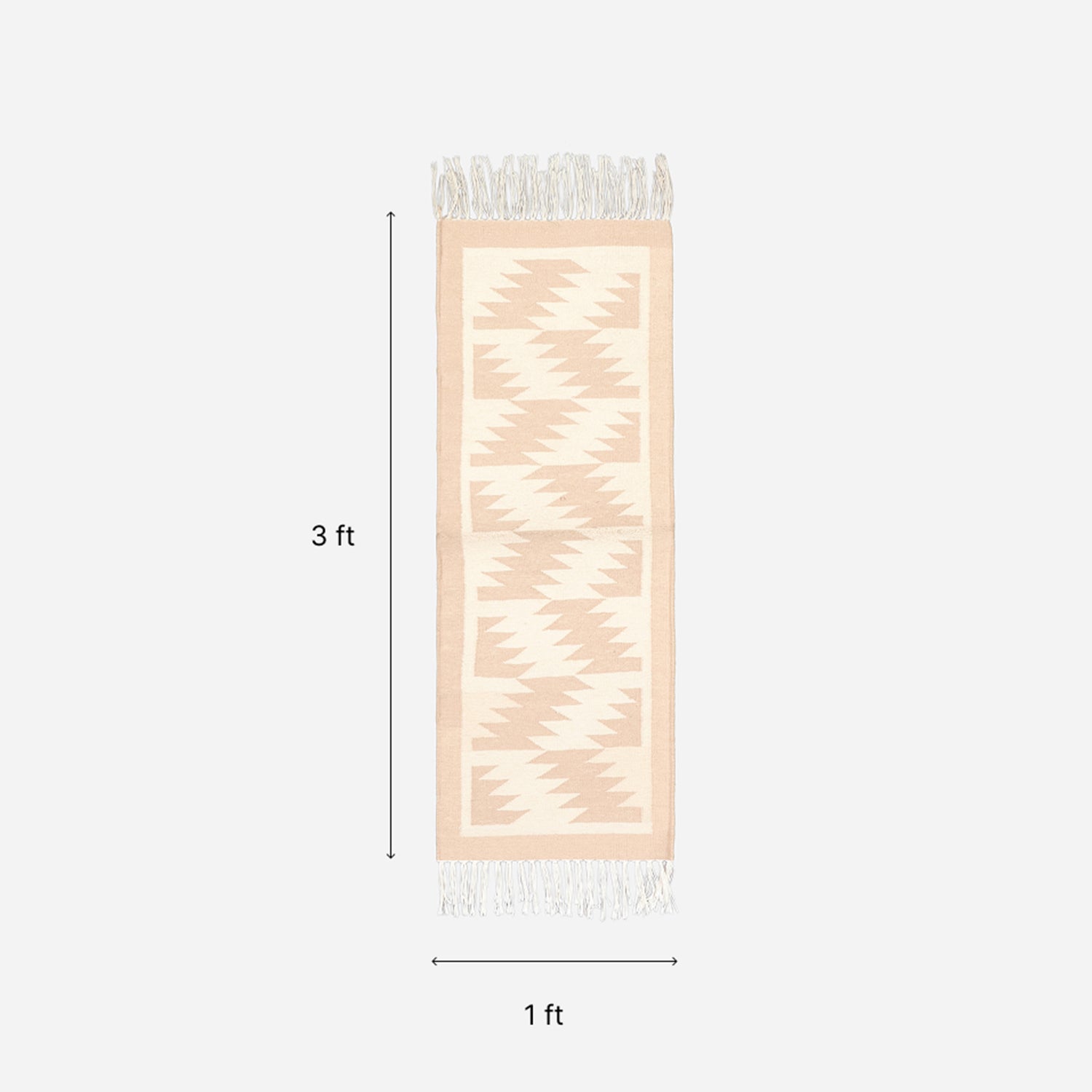 Off White & Beige Cotton Geometric Rug, 1x3 ft
