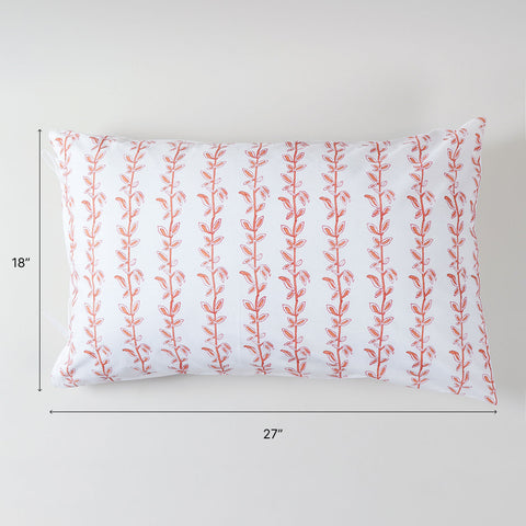 Brown & Red Climbing Vines Block Print Pillow Cover Set of 2
