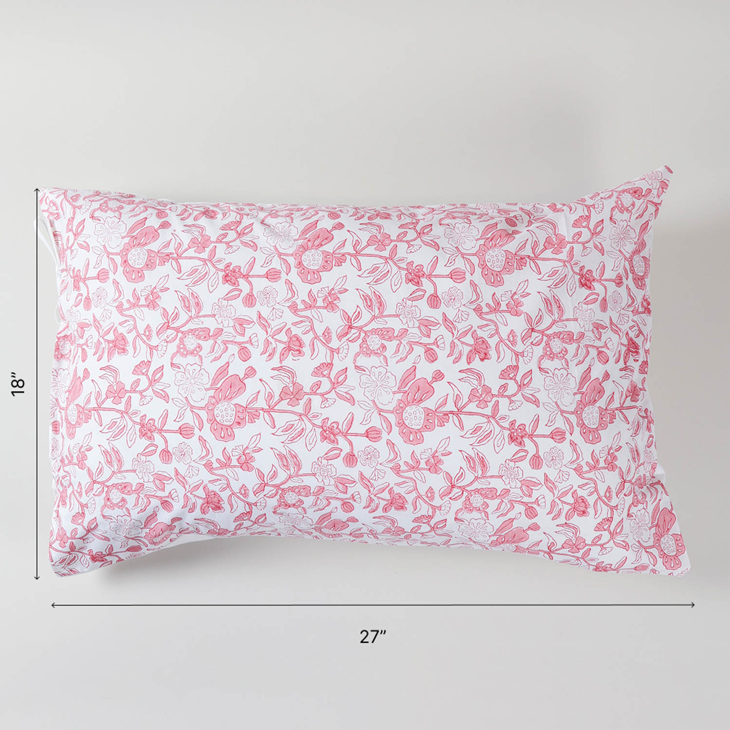 Pink & Red Floral Block Print Pillow Cover Set of 2