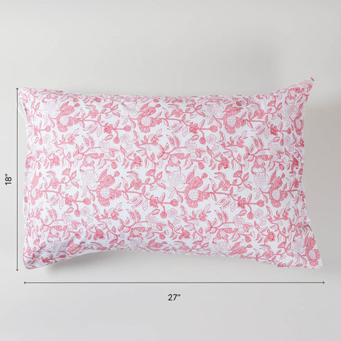 Pink & Red Floral Block Print Pillow Cover Set of 2