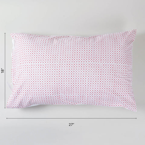 Pink & Red Dotted Lines  Block Print Pillow Cover Set of 2