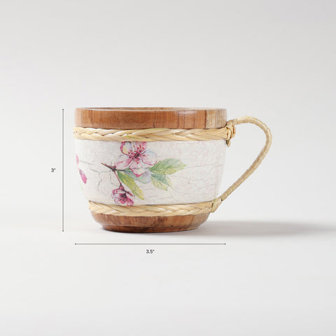 Bamboo Floral Tea Cup Set of 2, 220 Ml Each