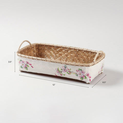 Rectangle Wicker Storage Basket, Pink