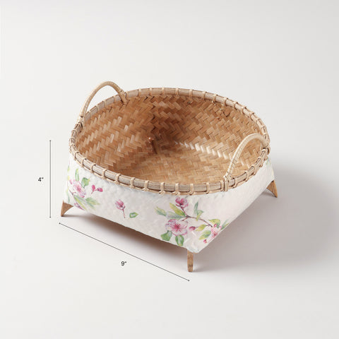 Square Wicker Storage Basket, Pink