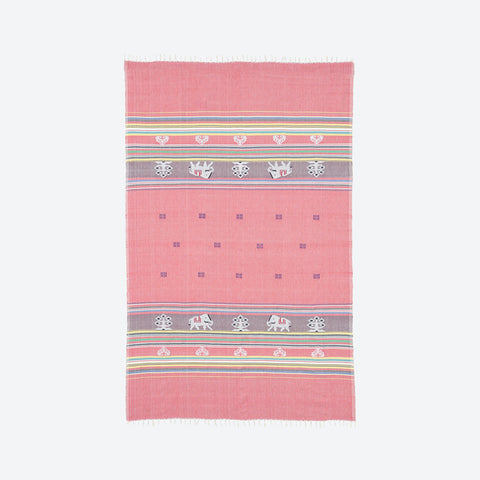 Hand-woven Bawan Buti Single Bedcover, Red
