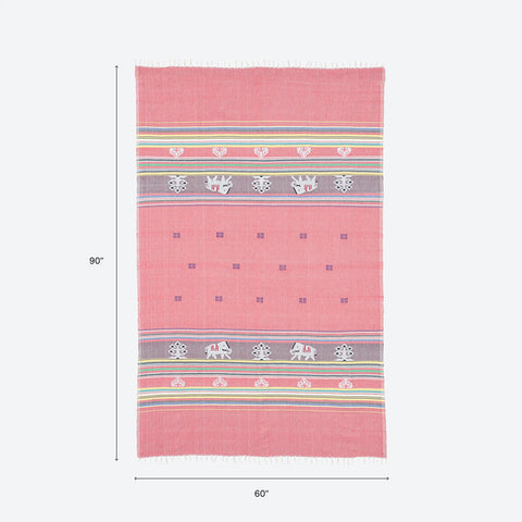Hand-woven Bawan Buti Single Bedcover, Red