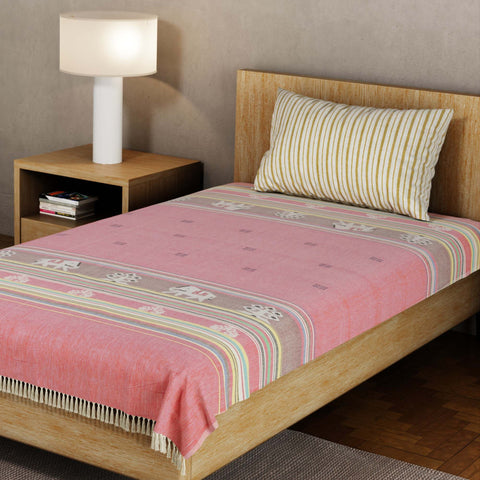 Hand-woven Bawan Buti Single Bedcover, Red