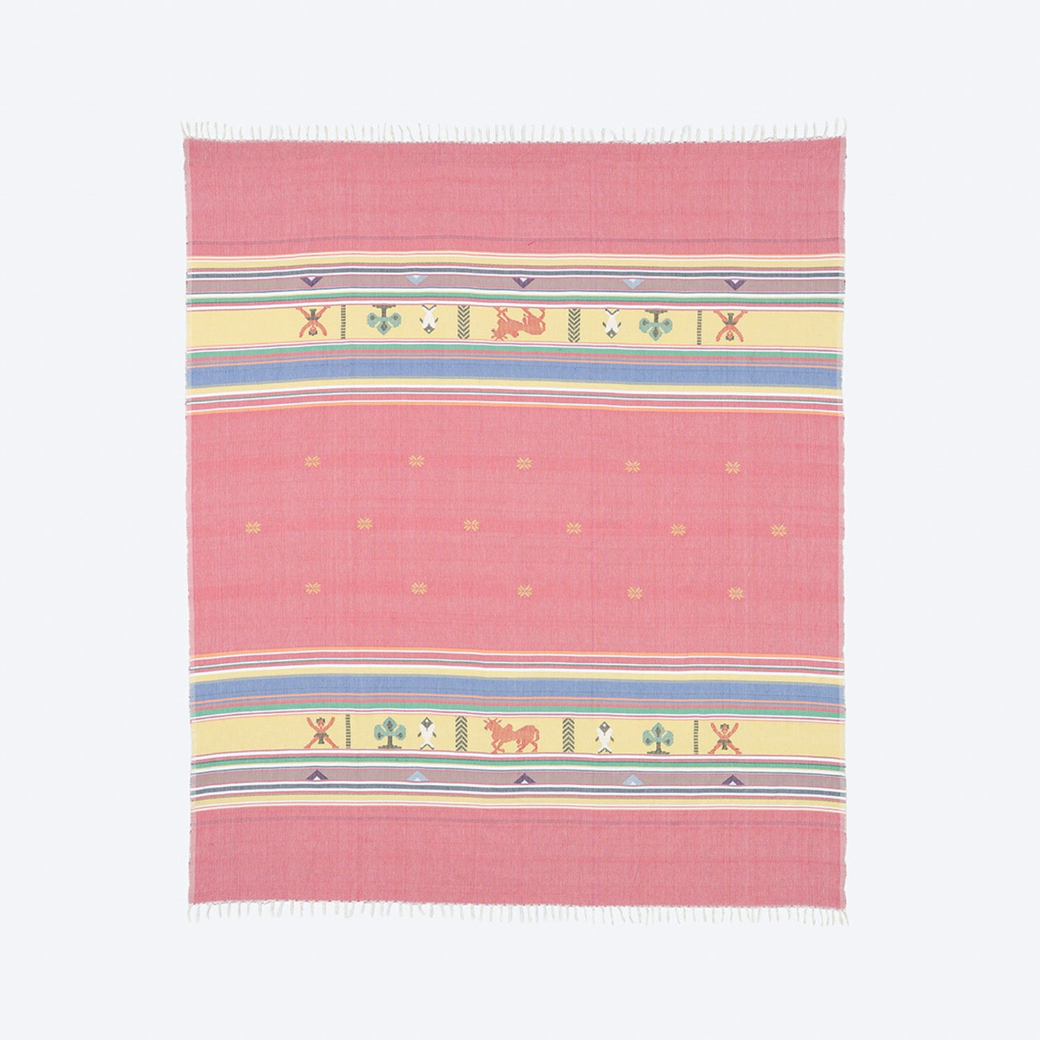 Hand-woven Bawan Buti Double Bedcover, Red