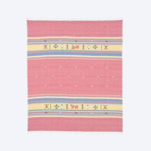 Hand-woven Bawan Buti Double Bedcover, Red