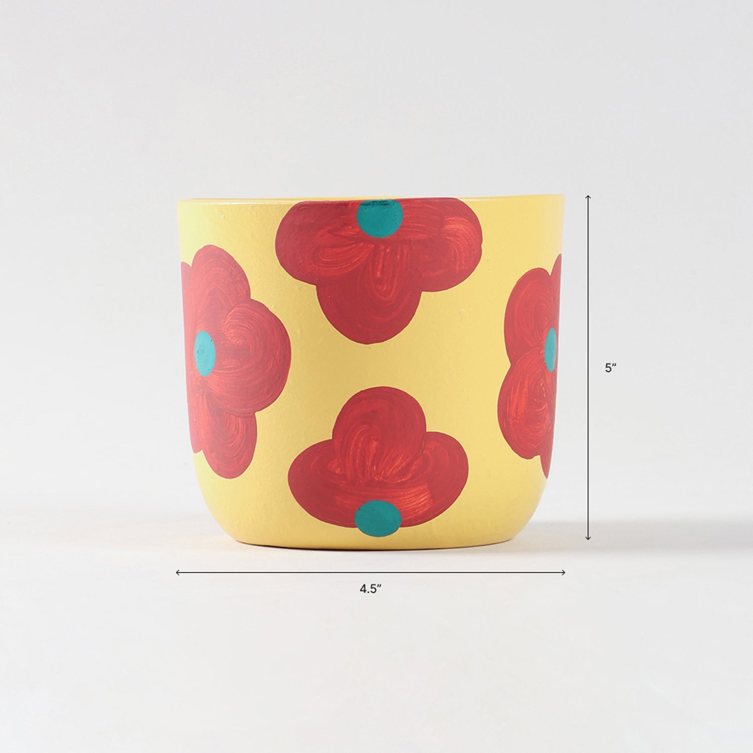 Retro Floral Yellow Ceramic Flower Pot Set