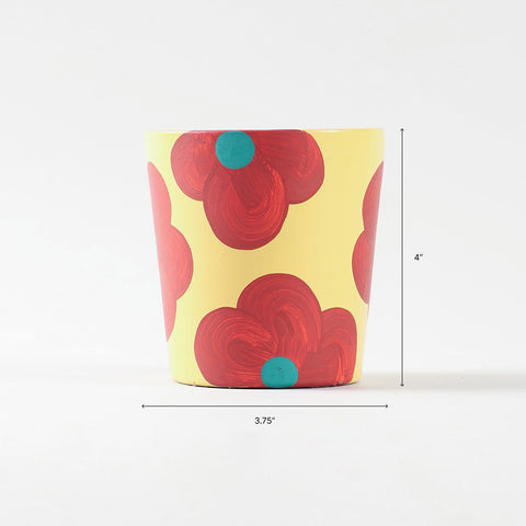 Retro Floral Yellow Ceramic Flower Pot Set