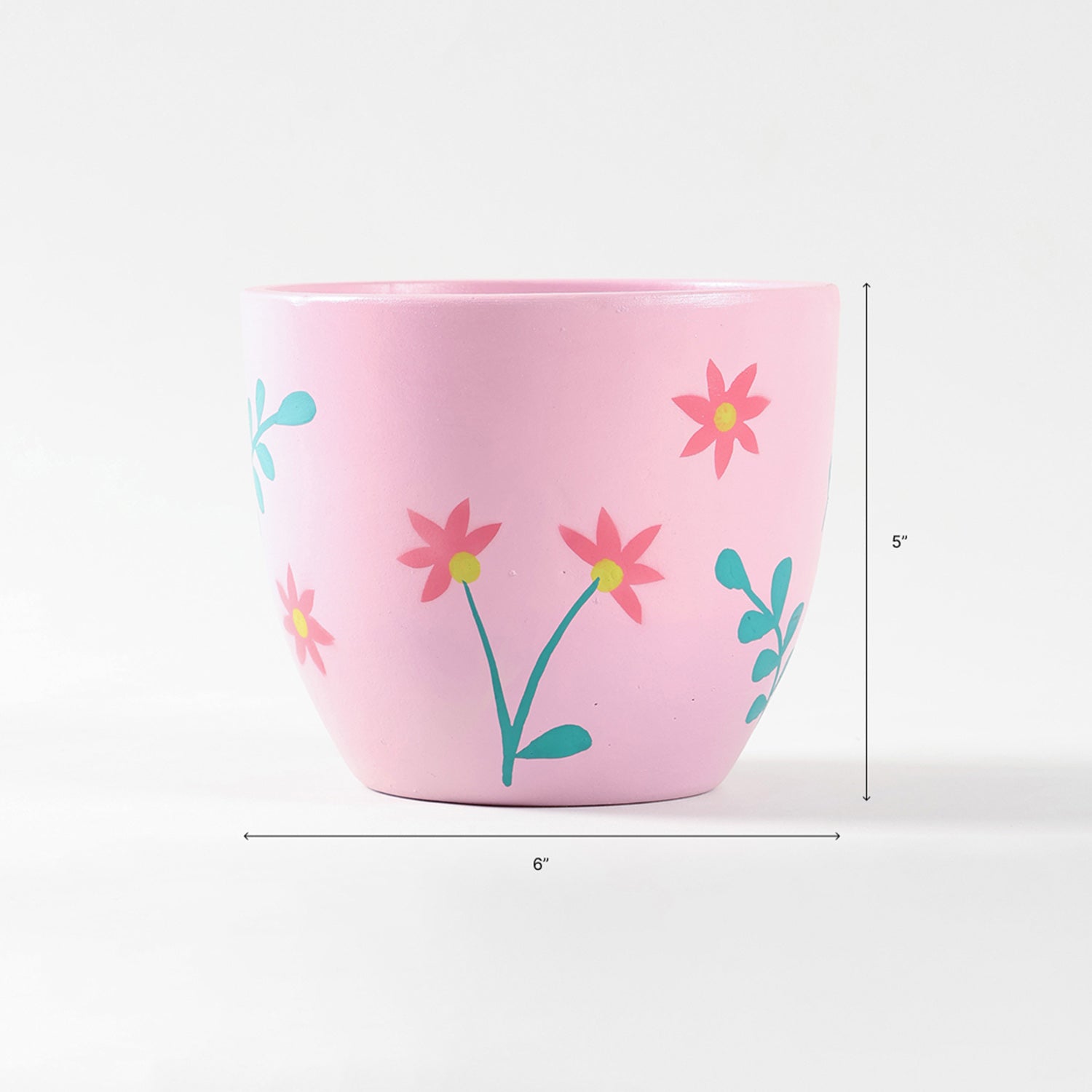 Pink Scattered Floral Ceramic Planter Pot 5 x 6 Inches