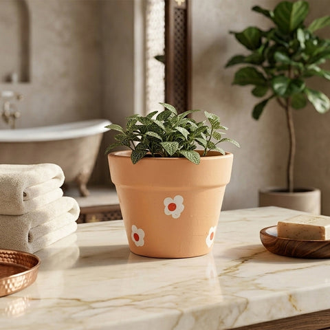 Pastel Ceramic Daisy Flower Pot 4x5 Inches