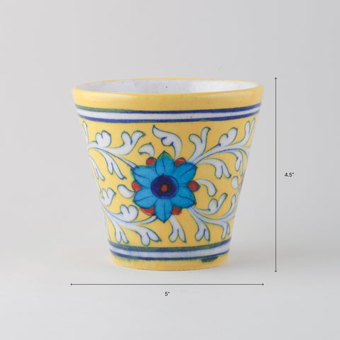 Yellow & Blue Conical Blue Pottery Planter