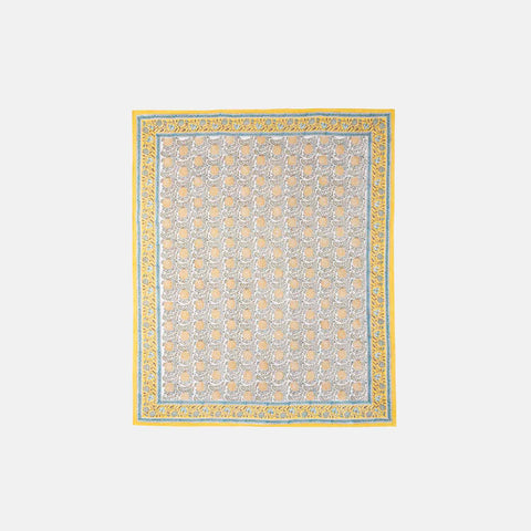 King-size Printed Bedcover With 2 Pillow Cases, Yellow & Blue - Eyaas