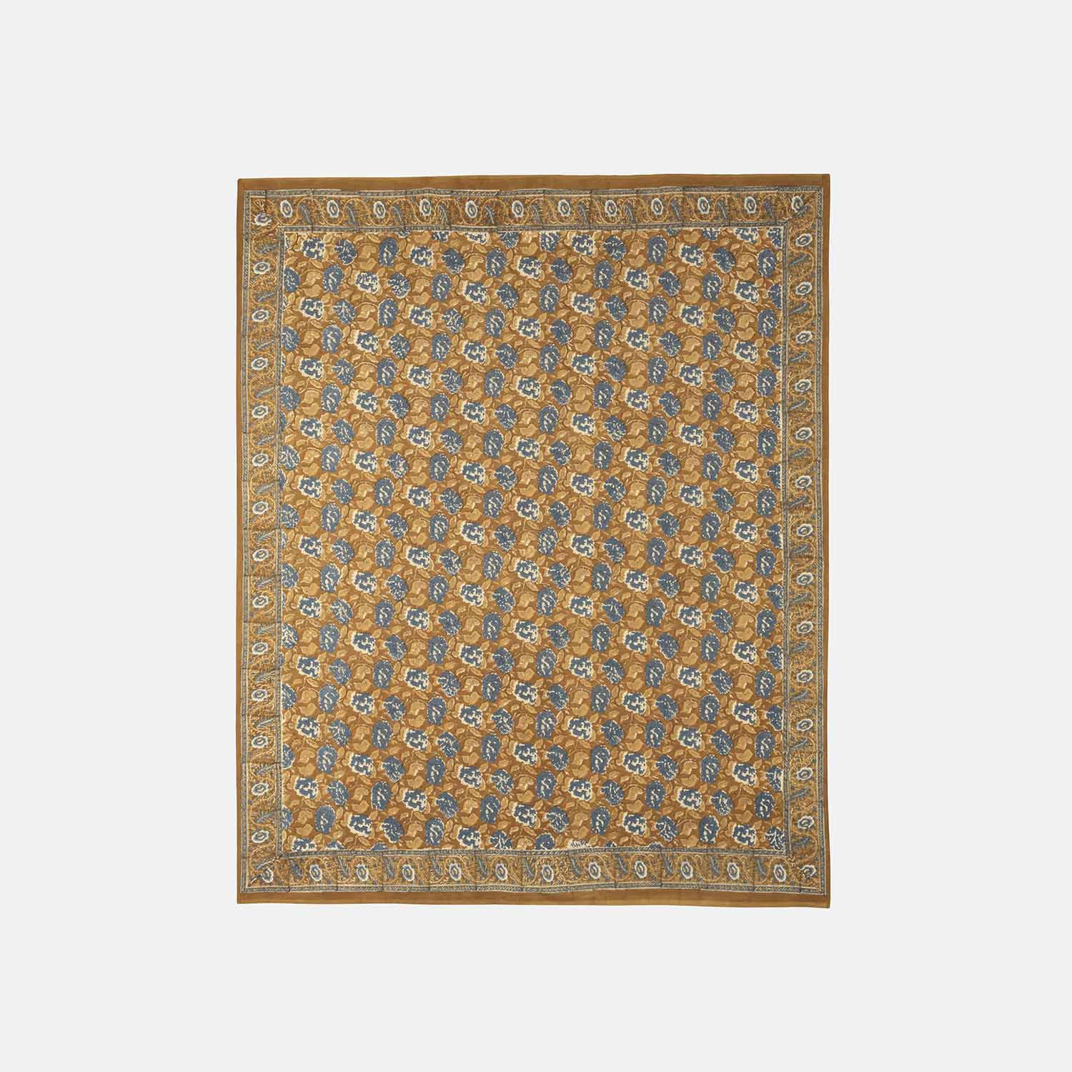 King-size Printed Bedcover With 2 Pillow Cases, Ochre - Eyaas