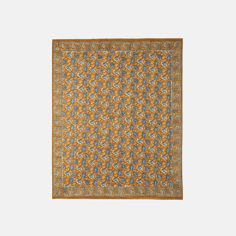 King-size Printed Bedcover With 2 Pillow Cases, Ochre - Eyaas