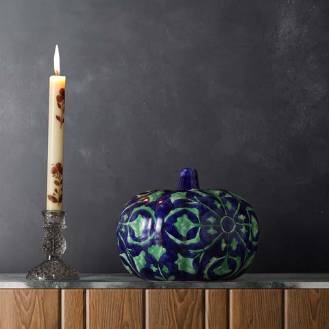 Ceramic Pumpkin Decor - Blue & Green
