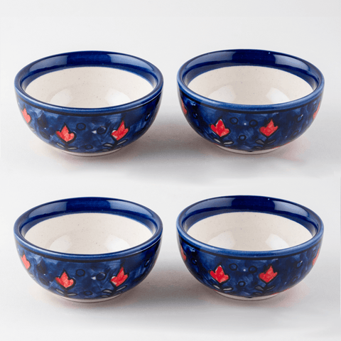 Ceramic Blooming Plants Portion Bowls - Set of 4 - Eyaas