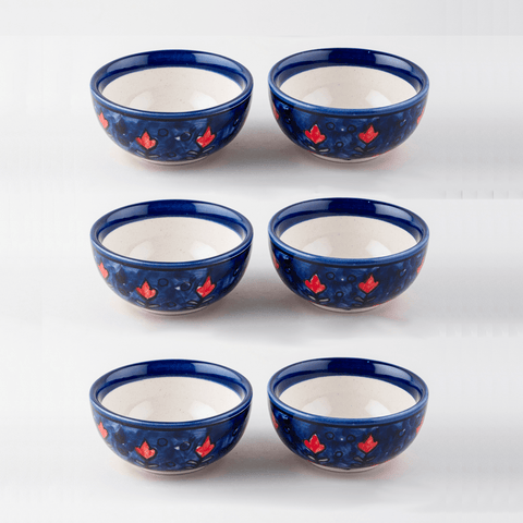 Ceramic Blooming Plants Portion Bowls - Set of 6 - Eyaas