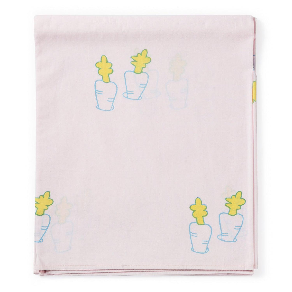 Carrot Block Printed Single Bedsheet, 60X90, Pink - Eyaas