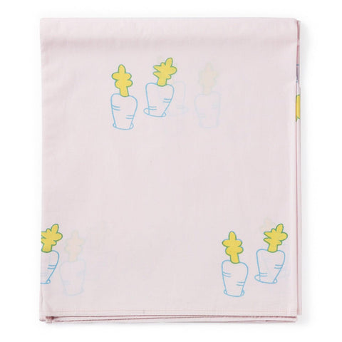 Carrot Block Printed Single Bedsheet, 60X90, Pink - Eyaas