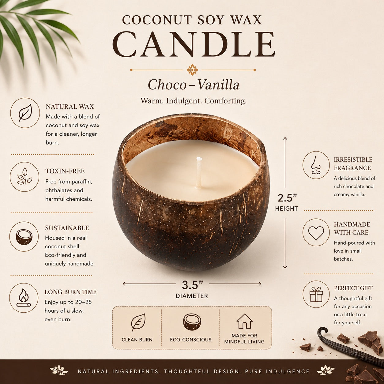 Coconut Shell Soy Wax Eco-Friendly Candle, Scented