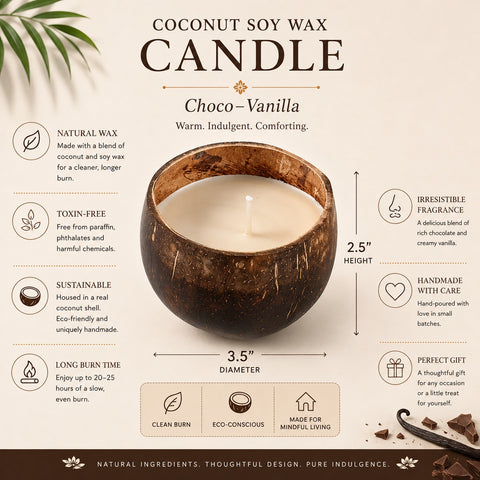 Coconut Shell Soy Wax Eco-Friendly Candle, Scented