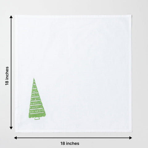 Christmas Tree Dinner Napkins Set of 2, 18x18, Green - Eyaas