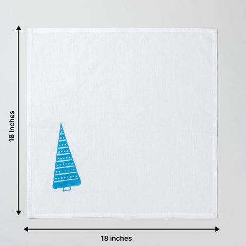Christmas Tree Dinner Napkins Set of 2 - 18x18, Blue - Eyaas