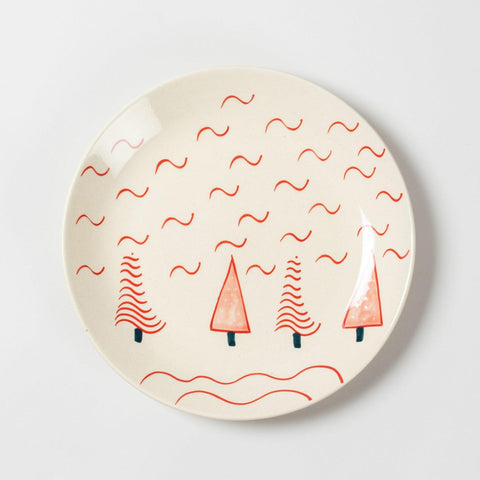 Set of 2 Dinner Plates 10 Inch, Trees & Waves - Eyaas