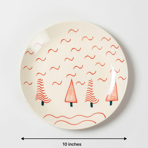 Set of 2 Dinner Plates 10 Inch, Trees & Waves - Eyaas