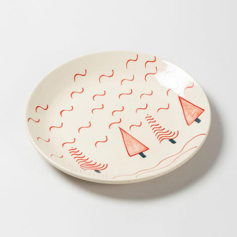 Set of 2 Dinner Plates 10 Inch, Trees & Waves - Eyaas
