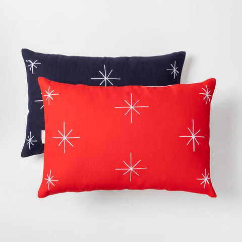 Christmas Cushion Cover Set of 2, 12x18, Navy Blue & Red - Eyaas